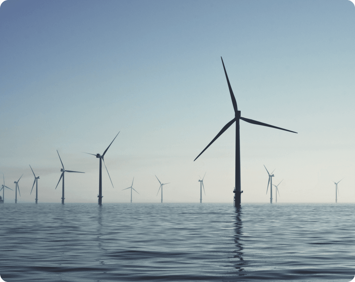 Offshore wind turbines in the ocean
